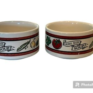 Houston Harvest Gift Products Home Made Soup Mug Cup Ceramic Vegetables Set Of 2